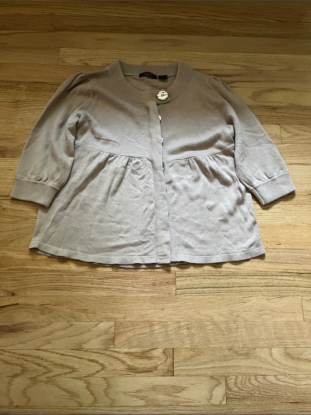 Cropped Cream Knit Button-Front Sweater
